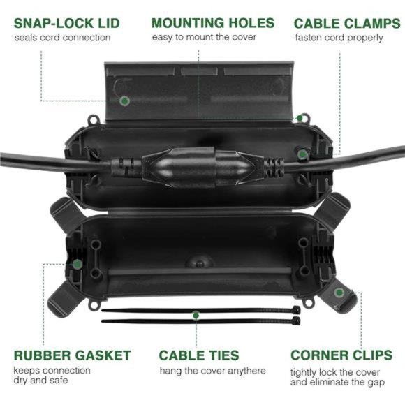 [3 Pack] Outdoor Extension Cord Cover with Waterproof Seal, Weatherproof , Black - Picture 3 of 5